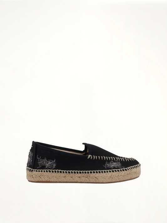 Image of Footwear. Productname: MAISON MARGIELA Embroidered Espadrilles in BLACK colour by brand - MAISON MARGIELA