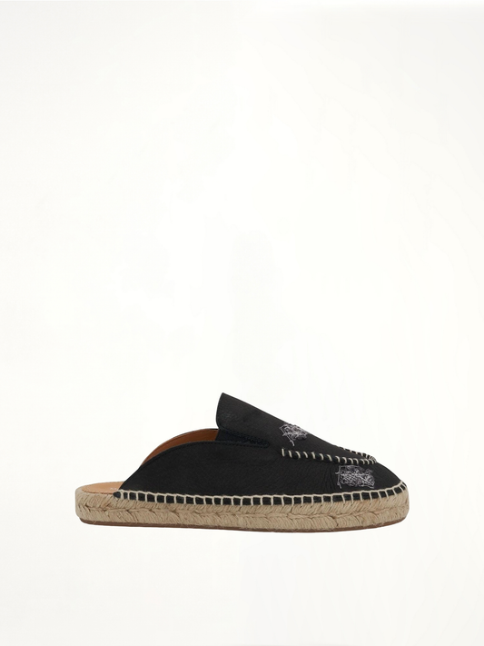 Image of Footwear. Productname: MAISON MARGIELA Embroidered Espadrille Mules in BLACK colour by brand - MAISON MARGIELA