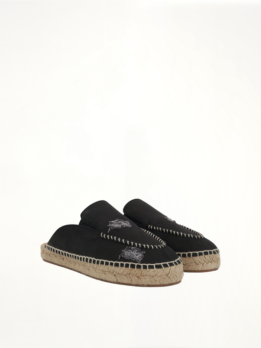 MAISON MARGIELA Embroidered Espadrille Mules (Black)