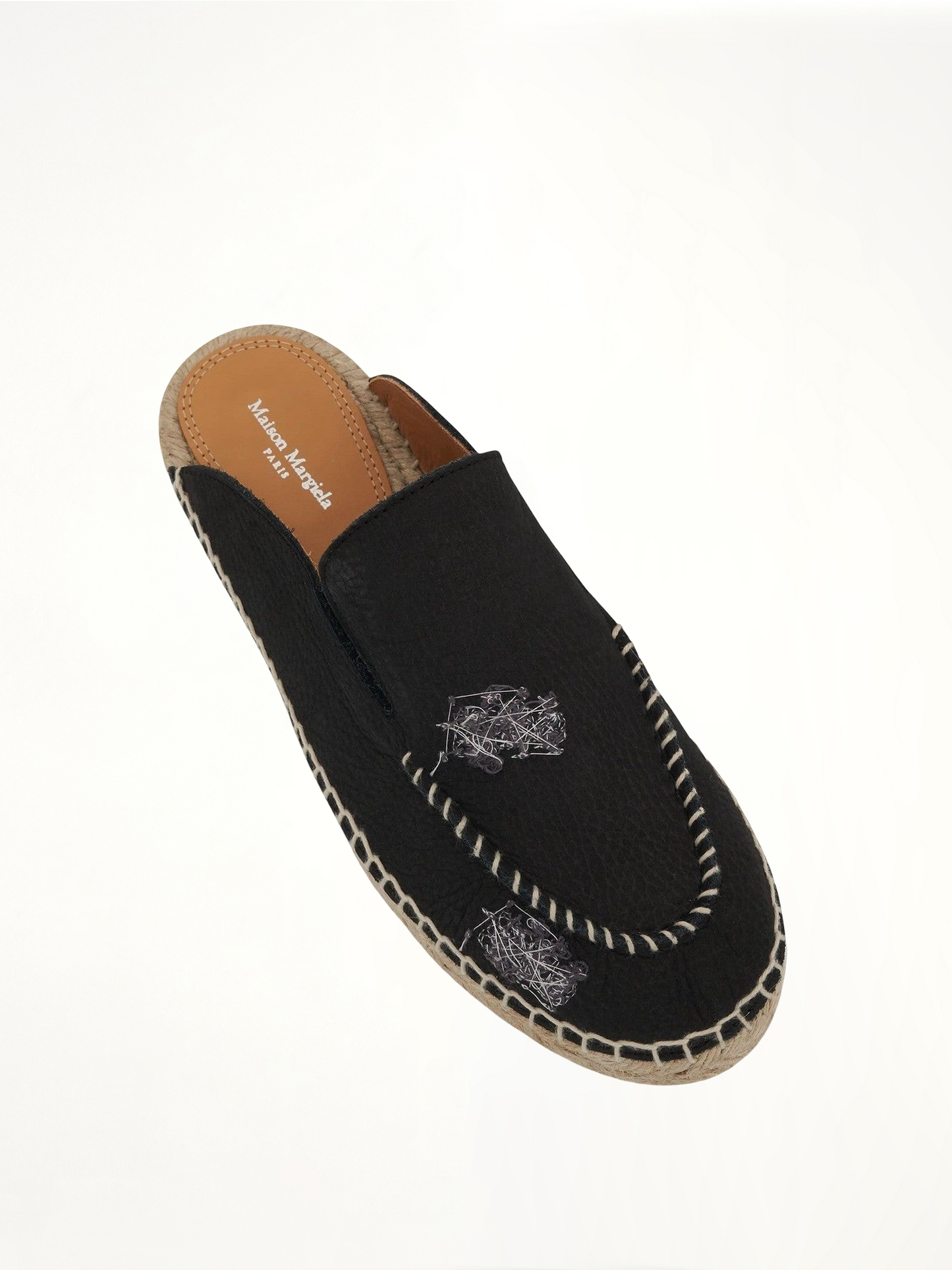 MAISON MARGIELA Embroidered Espadrille Mules (Black)