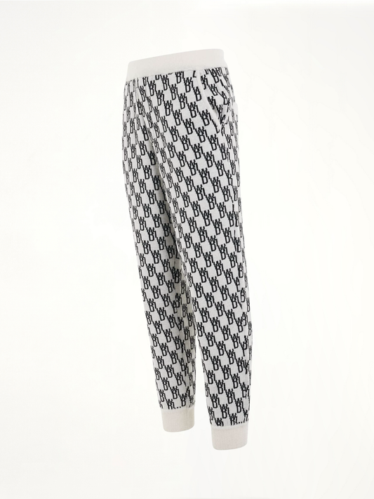 WE11DONE Logo Knit Jacquard Trouser (White)