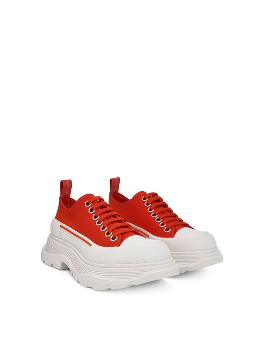 ALEXANDER MCQUEEN Tread Slick Canvas Lace-Up Shoes (Orange)