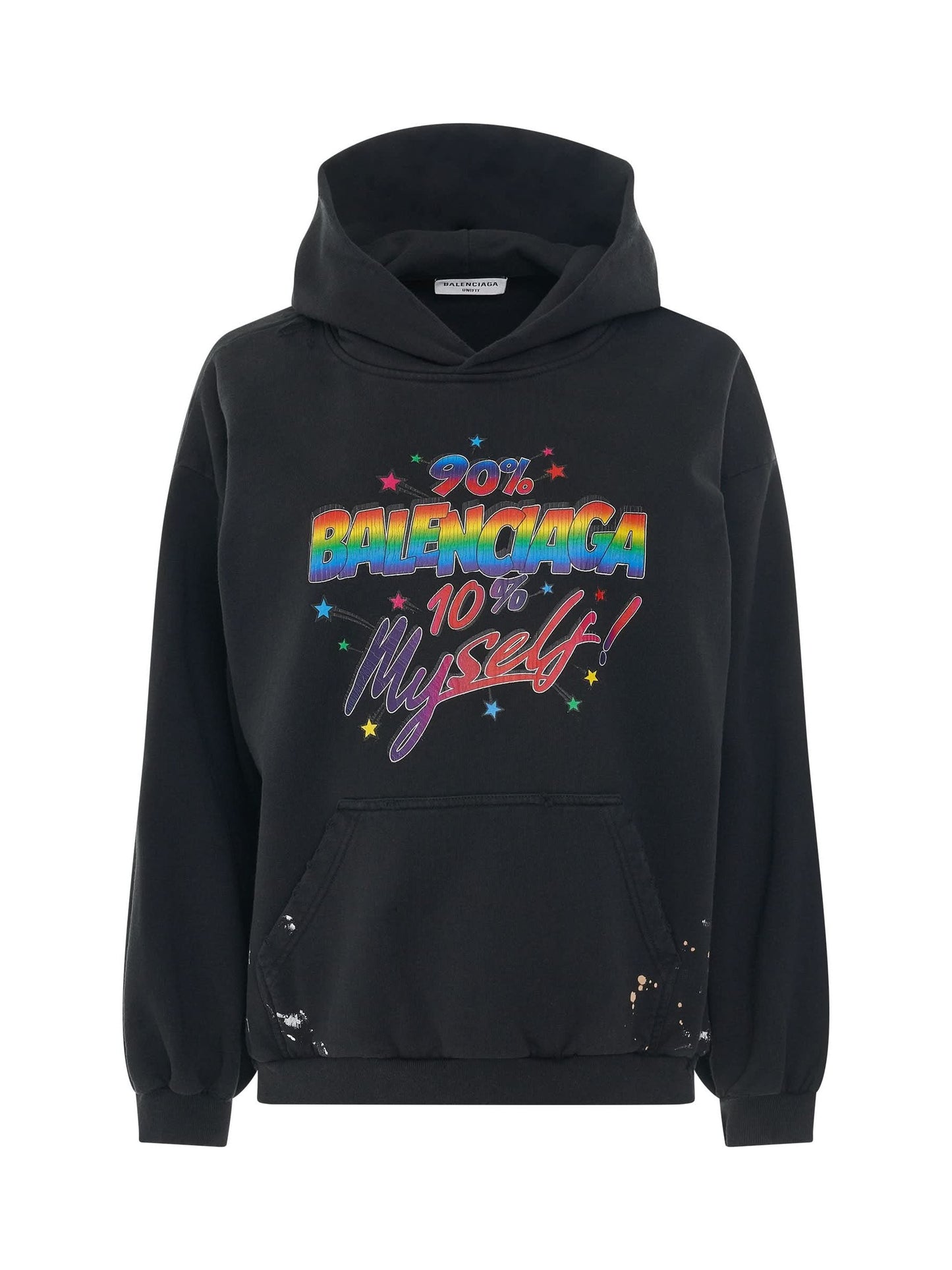 Image of a model wearing Outerwear. Productname: BALENCIAGA 90/10 Small Fit Hoodie in BLACK colour by brand - BALENCIAGA