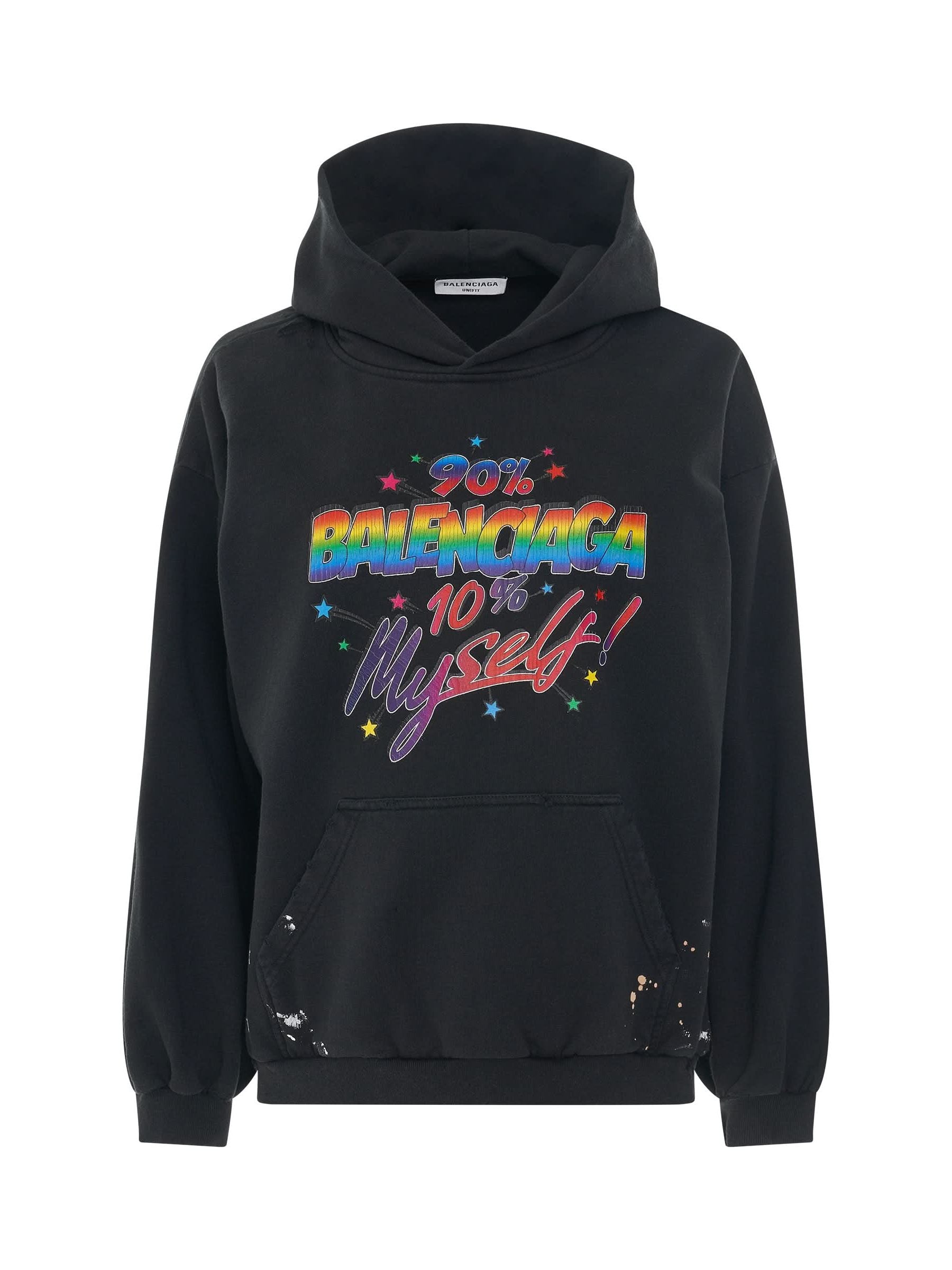 Image of a model wearing Outerwear. Productname: BALENCIAGA 90/10 Small Fit Hoodie in BLACK colour by brand - BALENCIAGA