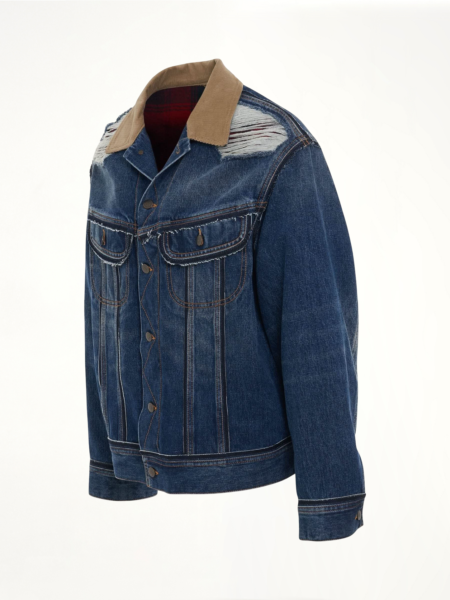 MAISON MARGIELA Deconstruction Cut-Out Denim Jacket (Blue)