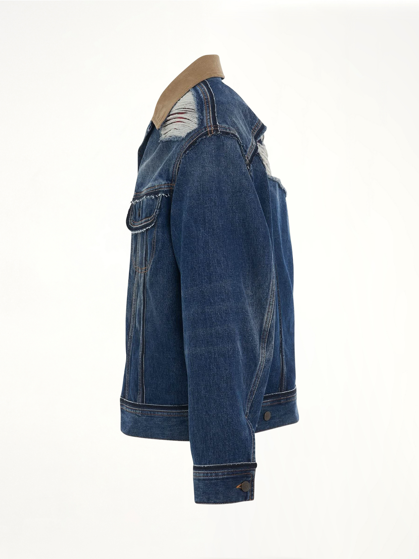 MAISON MARGIELA Deconstruction Cut-Out Denim Jacket (Blue)