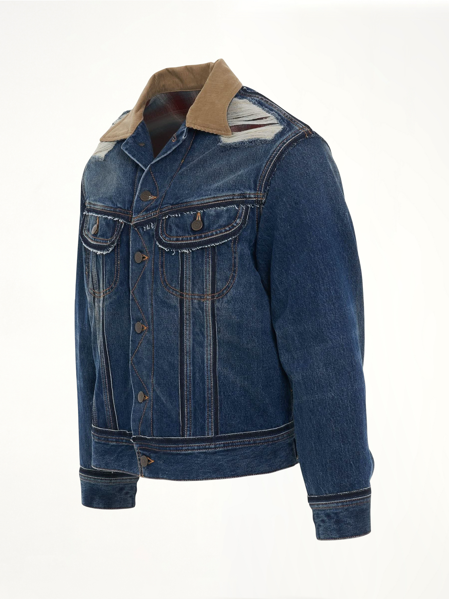 MAISON MARGIELA Oversize Deconstruction Cut-Out Denim Jacket (Blue)