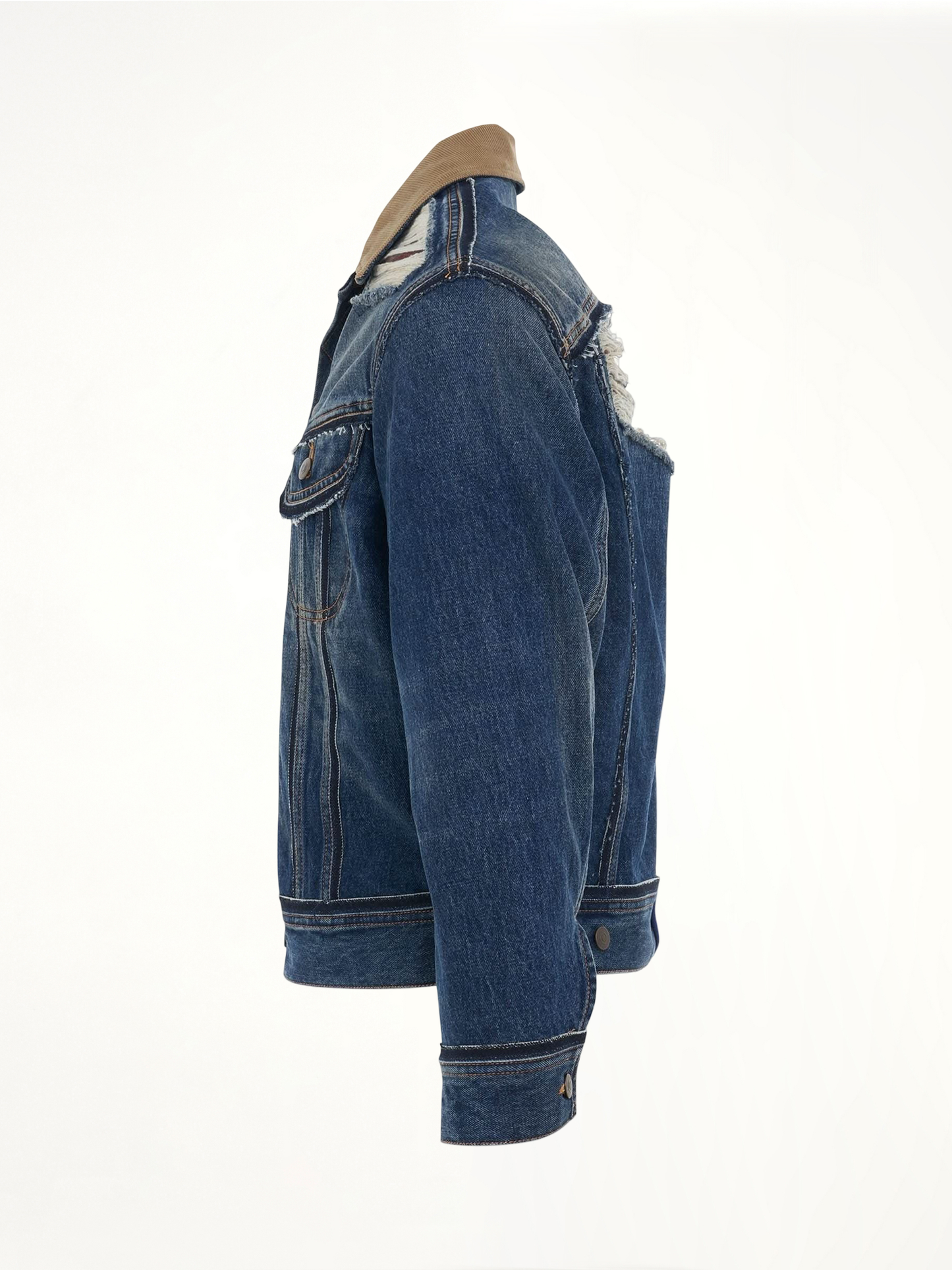 MAISON MARGIELA Oversize Deconstruction Cut-Out Denim Jacket (Blue)