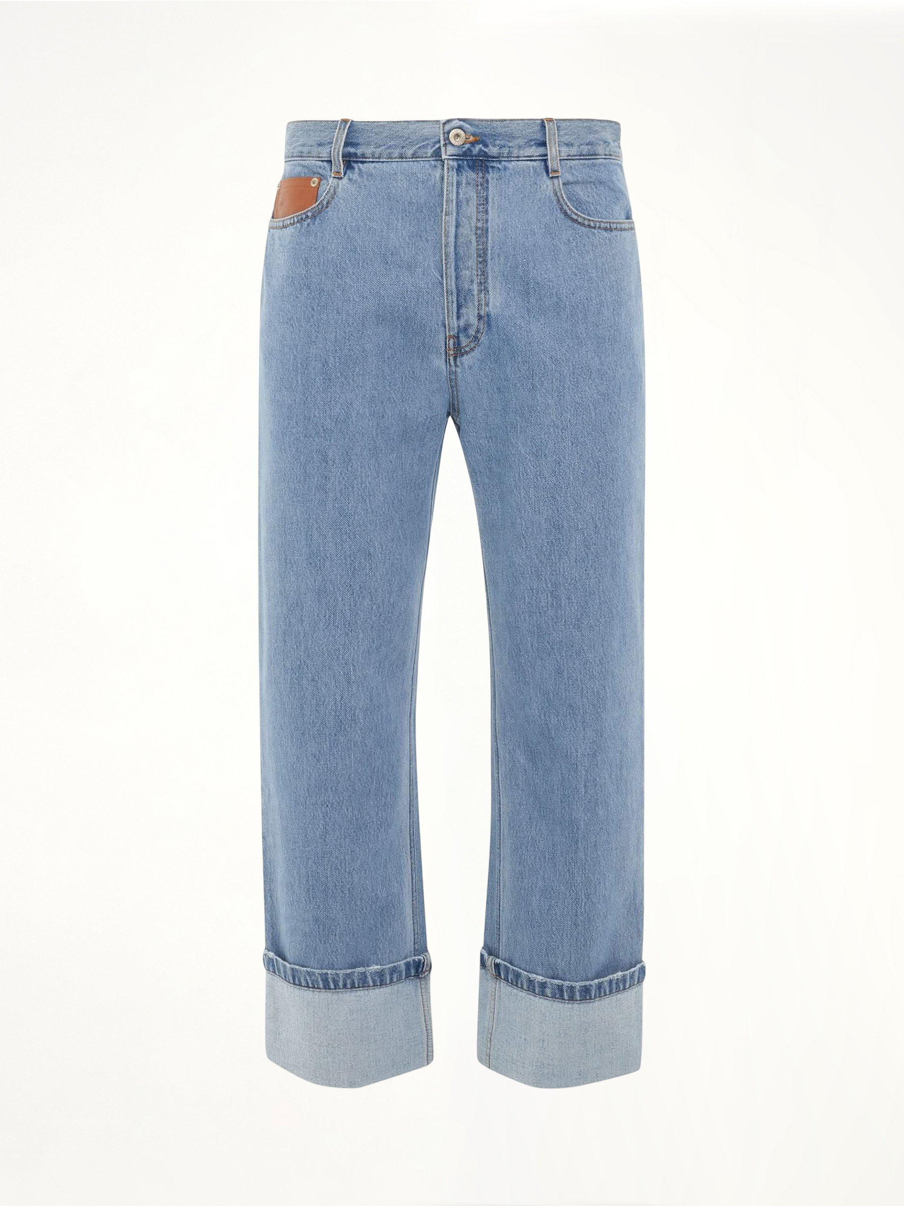 Image of a model wearing Denim. Productname: LOEWE Fisherman Turn Up Jeans in BLUE colour by brand - LOEWE
