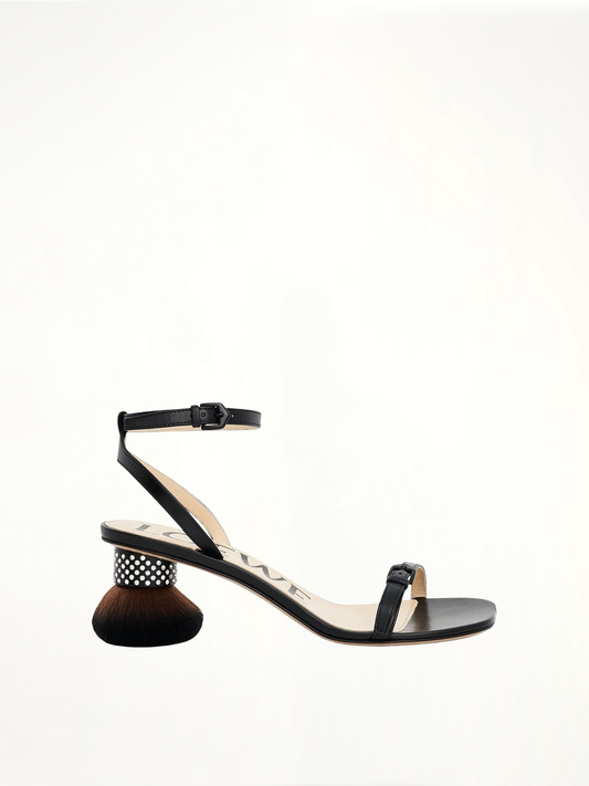 Image of Sandals. Productname: LOEWE Petal Brush Heel Sandal in BLACK colour by brand - LOEWE