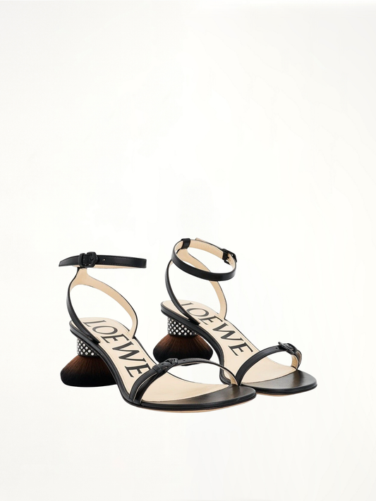 LOEWE Petal Brush Heel Sandal (Black)
