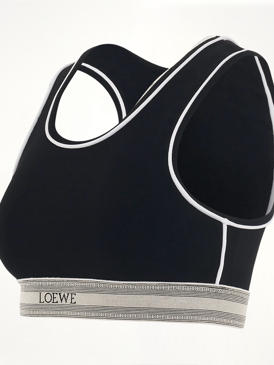 LOEWE Logo Cropped Tank Top (Black)
