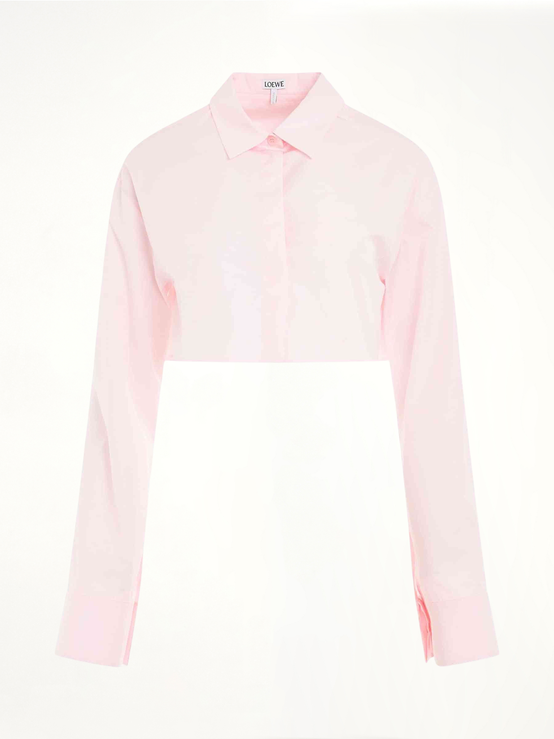 Image of a model wearing Tops. Productname: LOEWE Cropped Shirt in PINK colour by brand - LOEWE