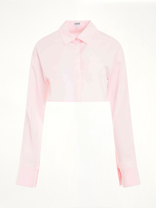 Image of a model wearing Tops. Productname: LOEWE Cropped Shirt in PINK colour by brand - LOEWE