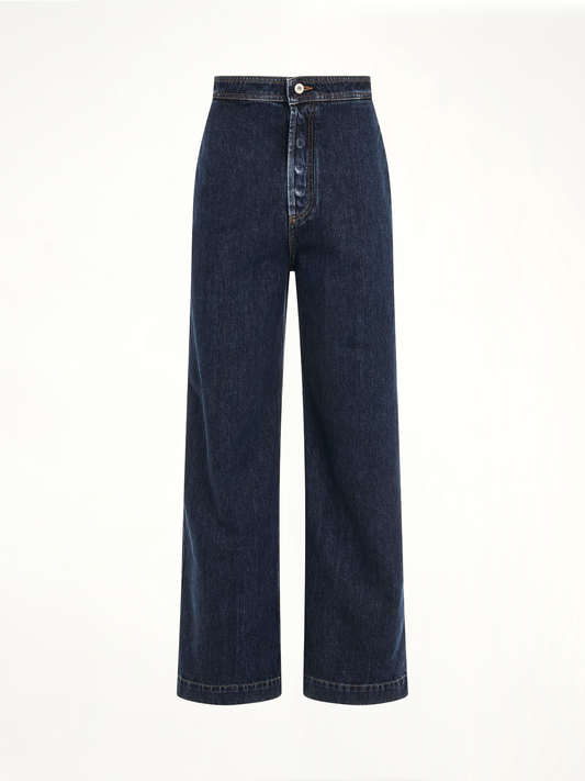 Image of a model wearing Denim. Productname: LOEWE High Waisted Jeans in BLUE colour by brand - LOEWE