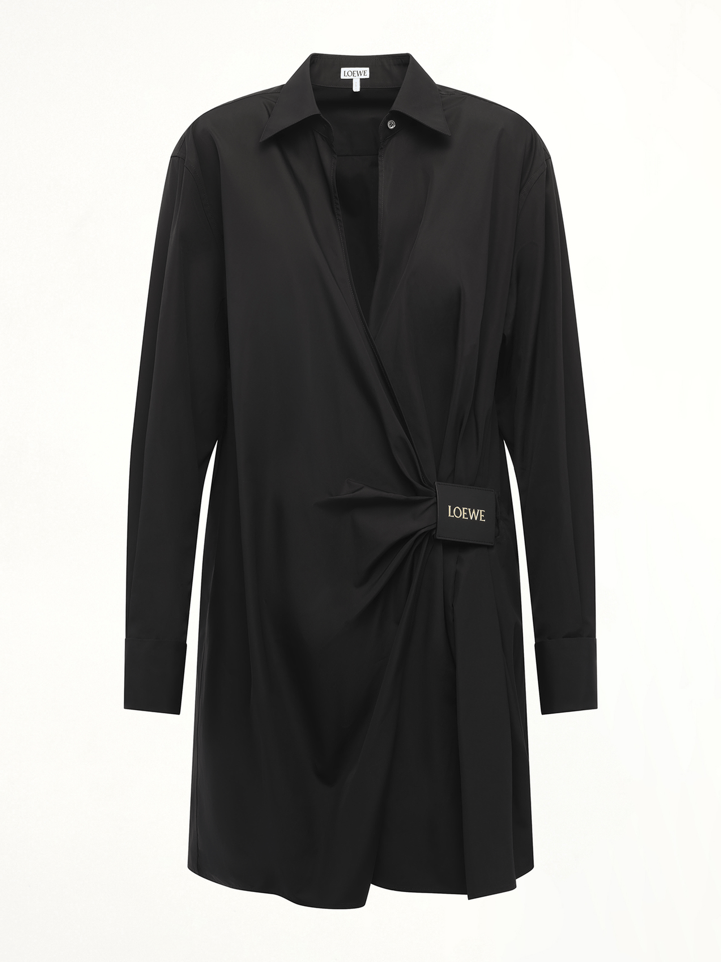 LOEWE Draped Shirt Dress (Black)