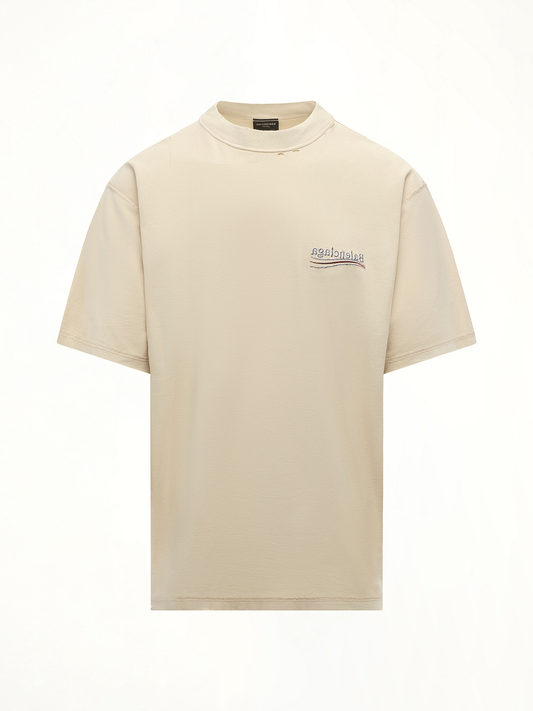 BALENCIAGA Political Inside-Out Large T-Shirt (Beige)