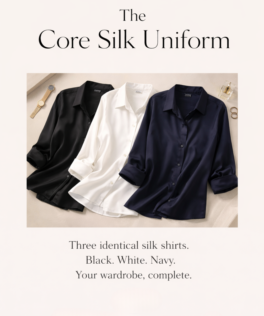 Image of Shirts. Product name - The Core Silk Uniform in Uniform colour by brand - The Fable