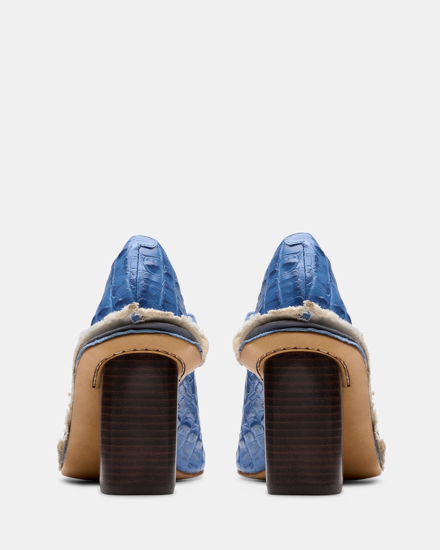 Cur Heel W Blue Leather