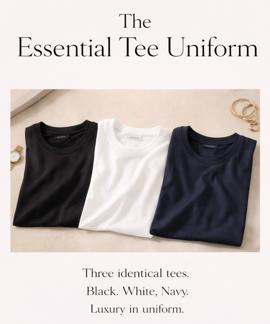 Image of a model wearing Uniforms & Workwear. Productname: The Fable The Essential Tee Uniform in Uniform colour by brand - The Fable