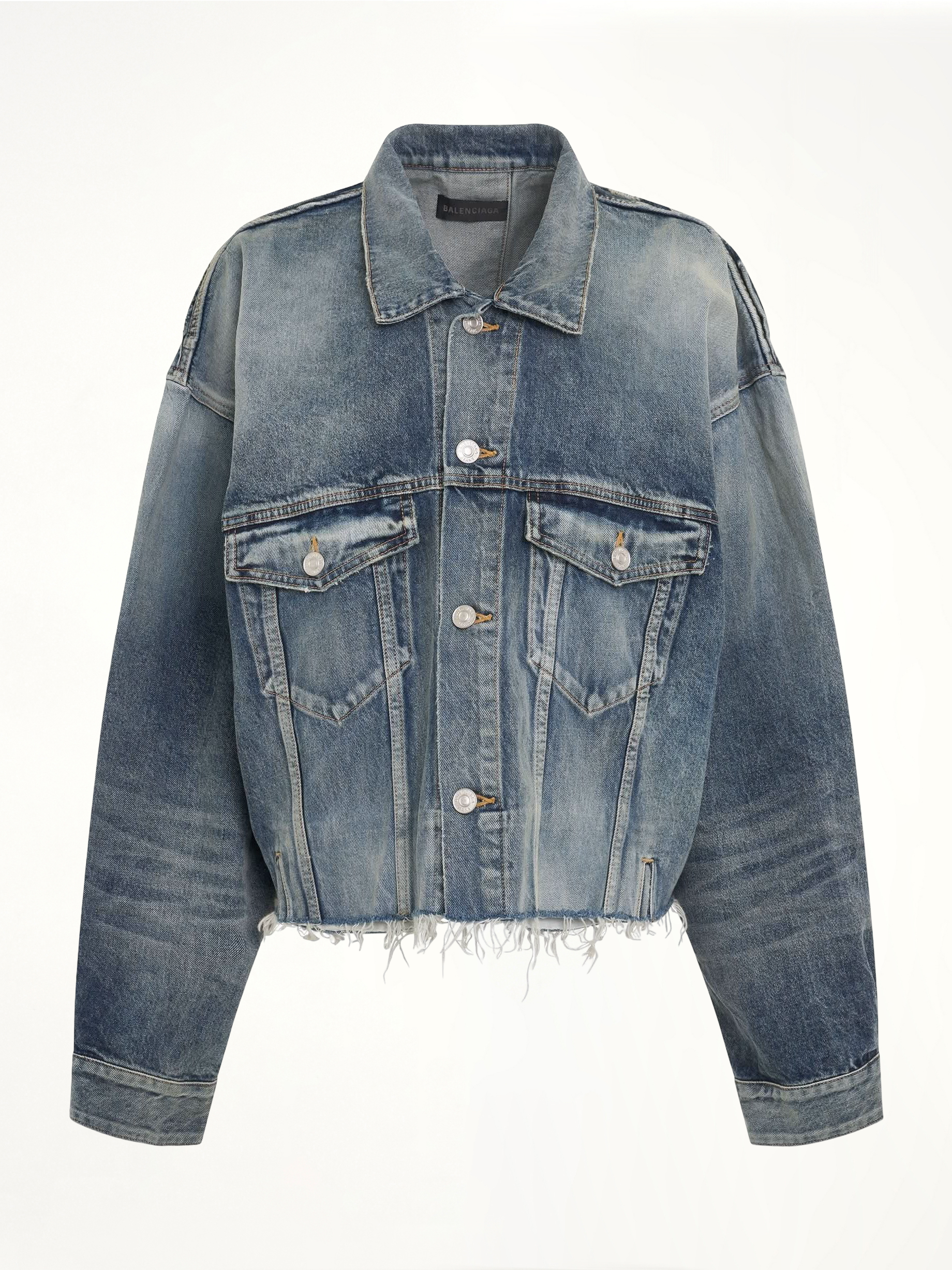 Image of Coats & Jackets. Productname: BALENCIAGA Deconstructed Jacket in BLUE colour by brand - BALENCIAGA