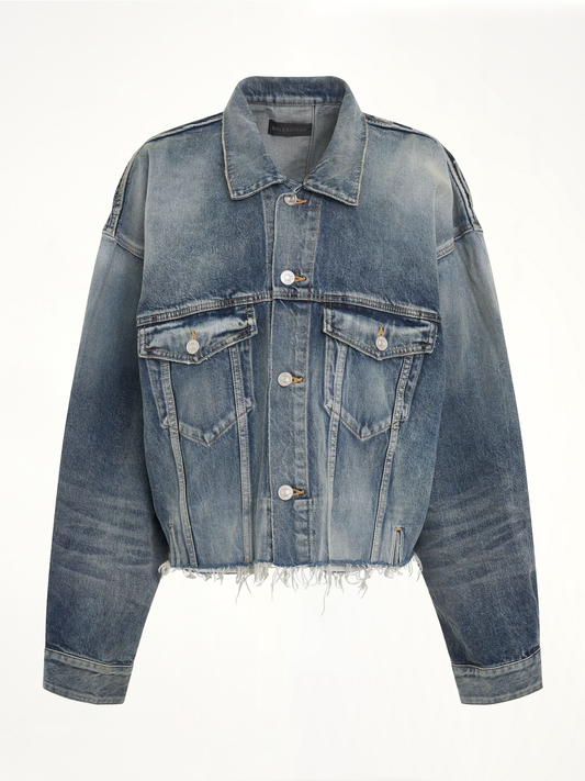 Image of Coats & Jackets. Productname: BALENCIAGA Deconstructed Jacket in BLUE colour by brand - BALENCIAGA