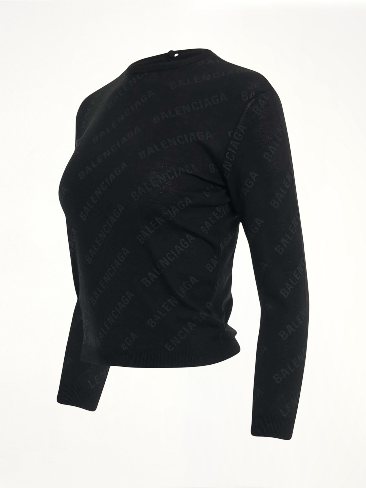 BALENCIAGA Allover Logo Knit Sweater (Black)