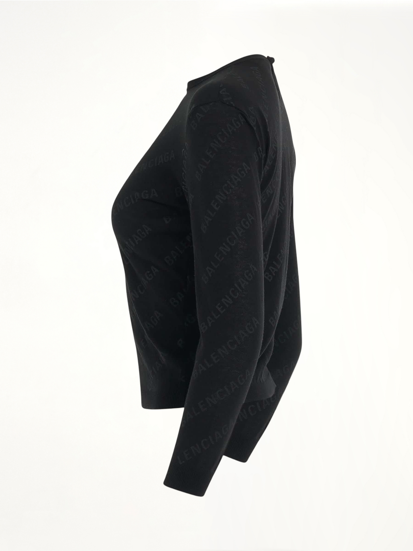 BALENCIAGA Allover Logo Knit Sweater (Black)