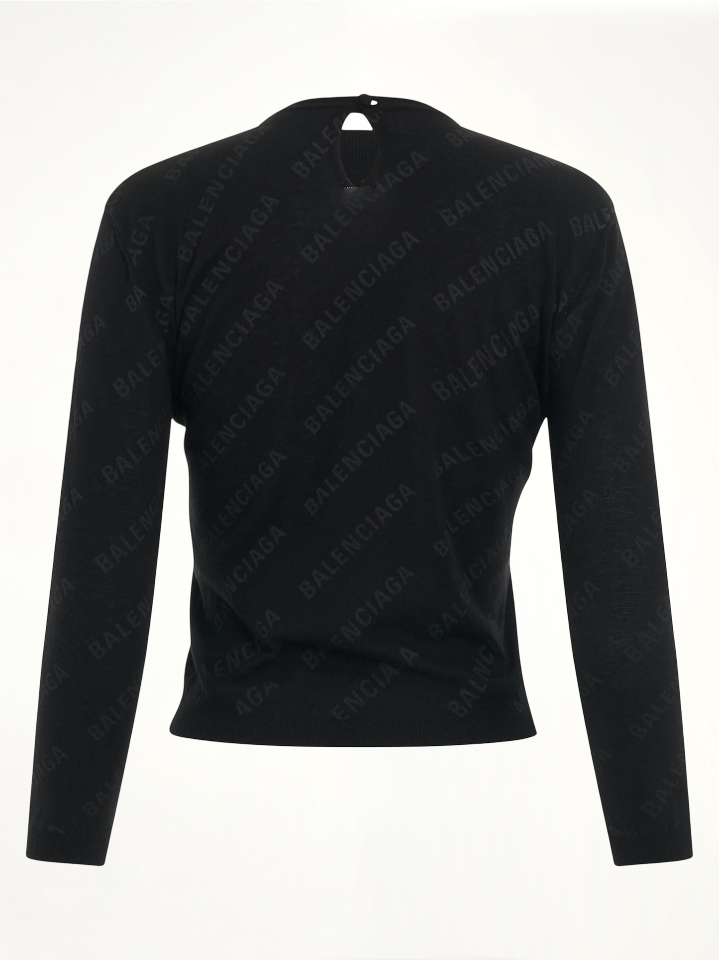 BALENCIAGA Allover Logo Knit Sweater (Black)