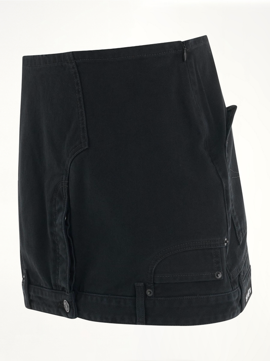 BALENCIAGA Upside Down Denim Mini Skirt (Black)