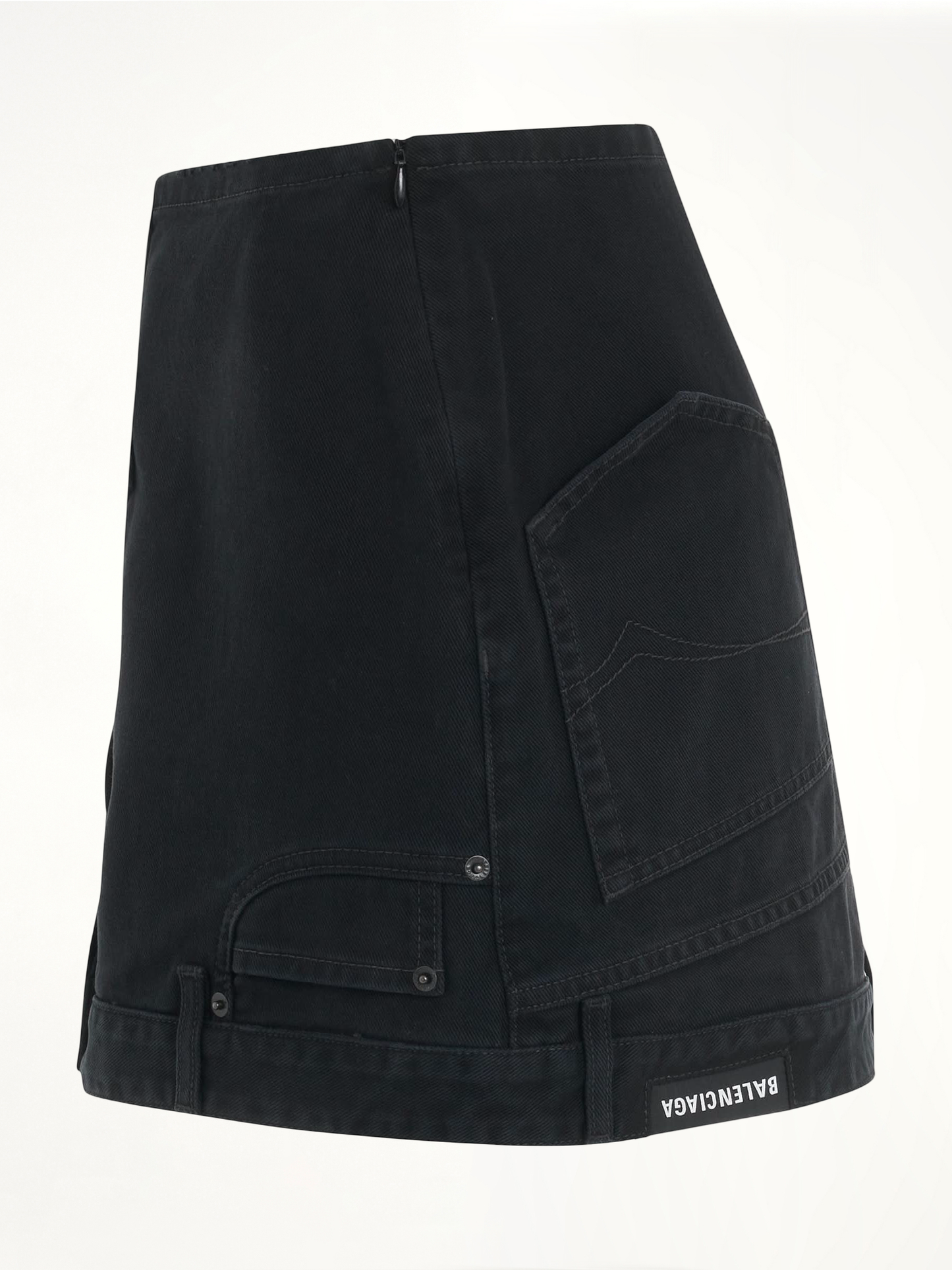 BALENCIAGA Upside Down Denim Mini Skirt (Black)