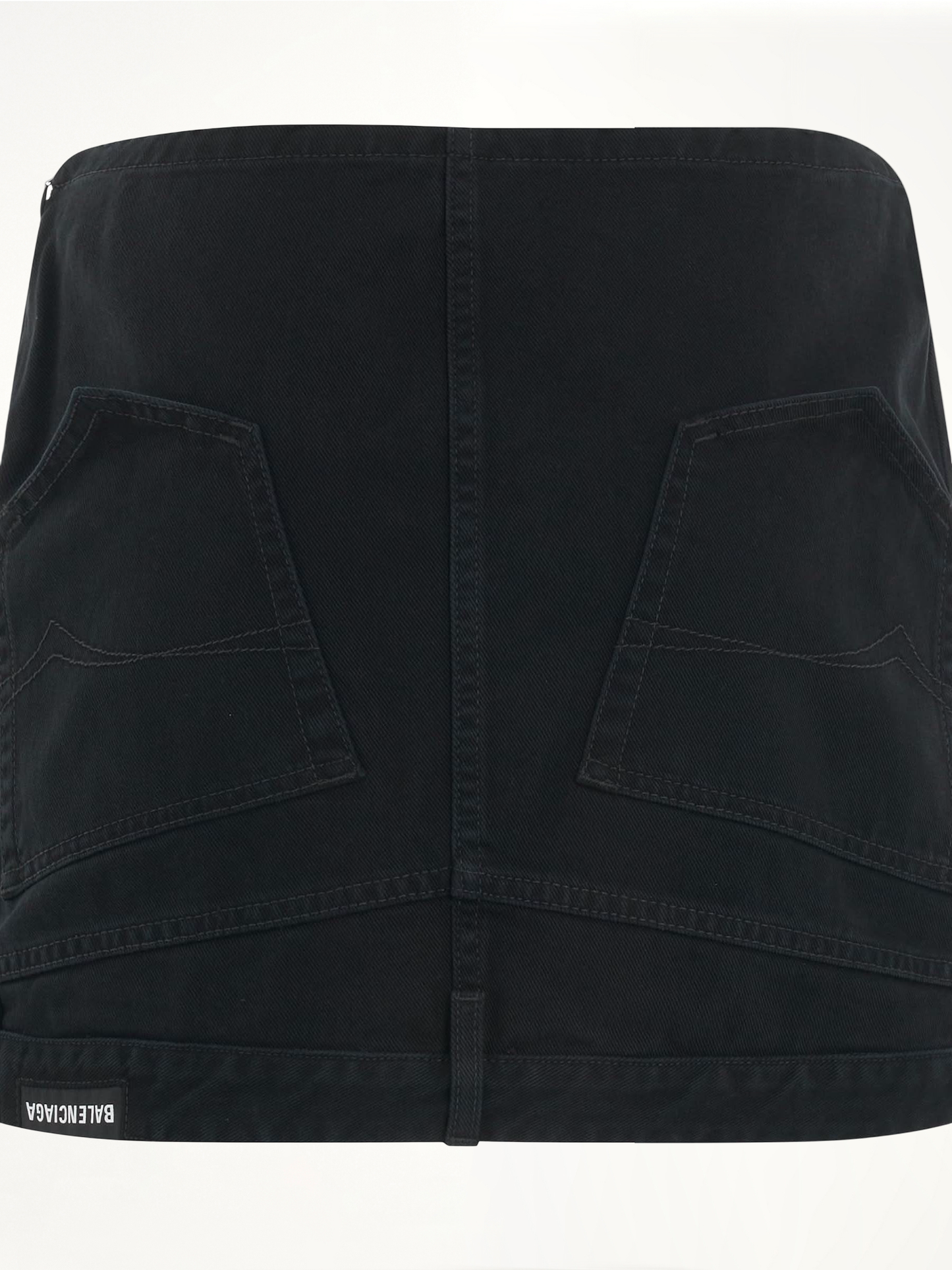 BALENCIAGA Upside Down Denim Mini Skirt (Black)