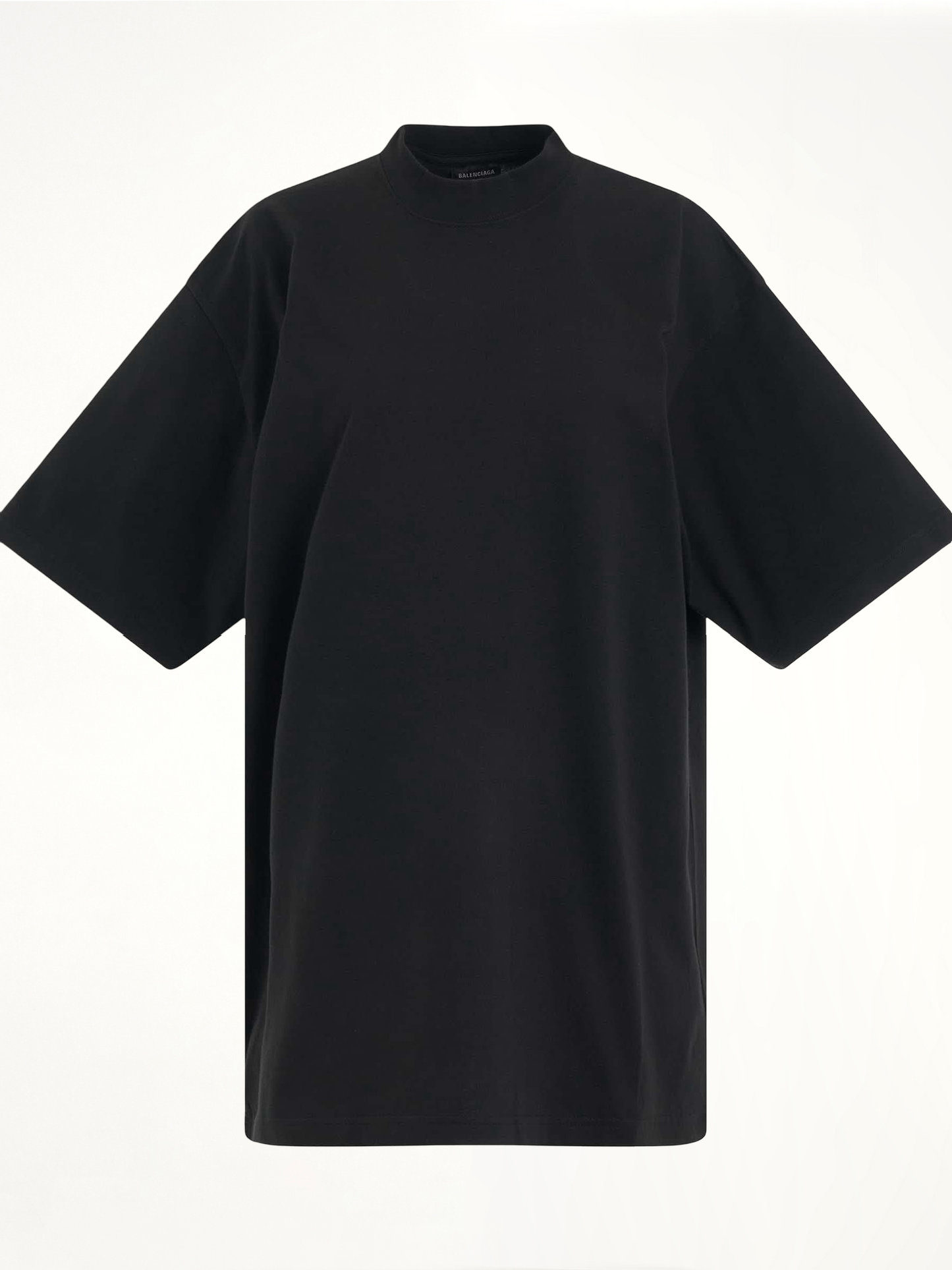 Image of a model wearing Tops. Productname: BALENCIAGA BB Paris Rhinestone T-Shirt in BLACK colour by brand - BALENCIAGA