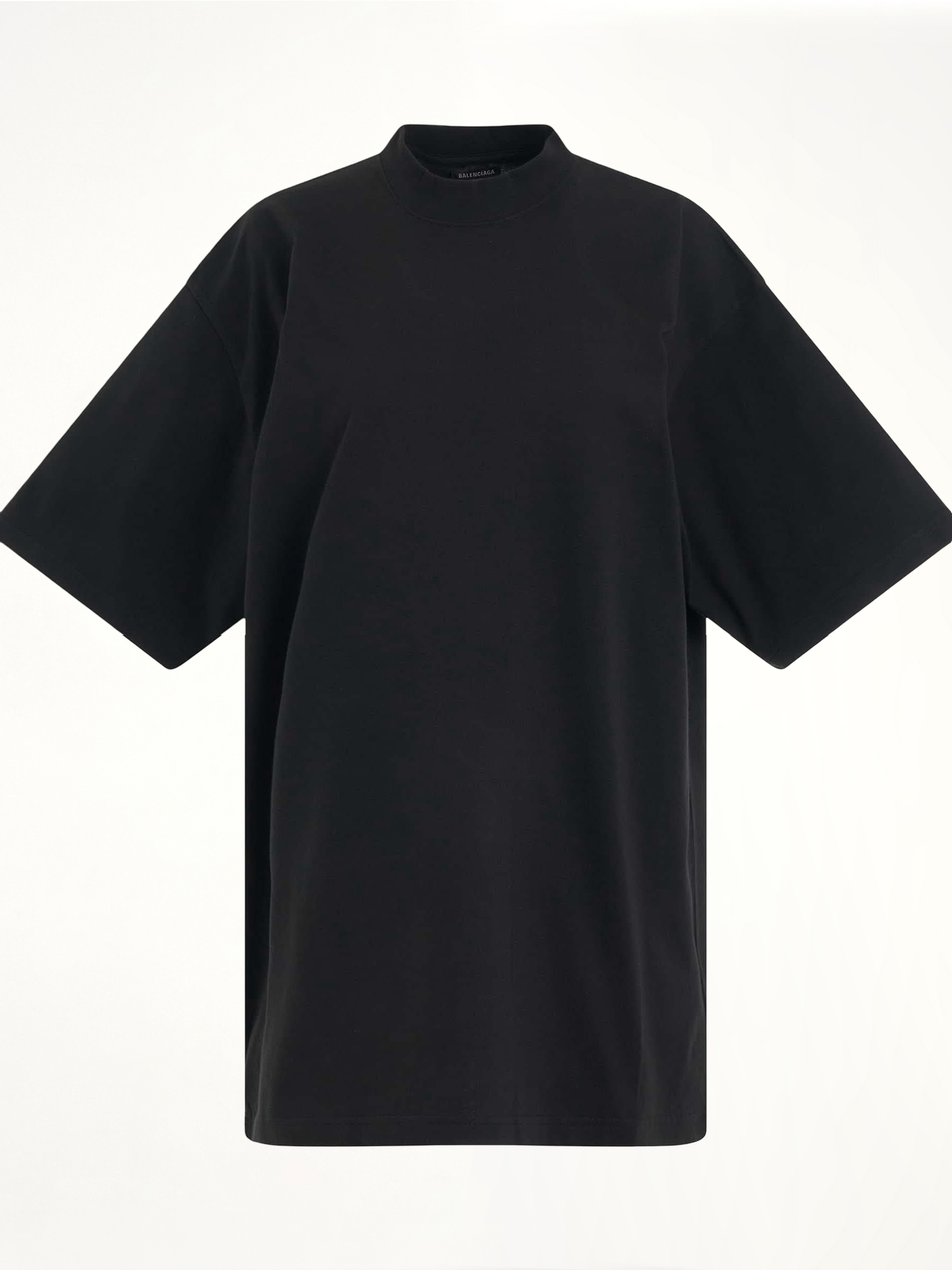 Image of a model wearing Tops. Productname: BALENCIAGA BB Paris Rhinestone T-Shirt in BLACK colour by brand - BALENCIAGA