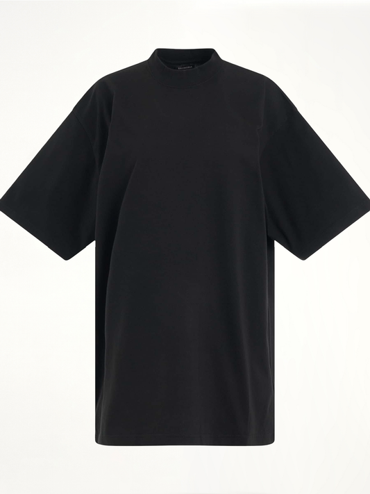 Image of a model wearing Tops. Productname: BALENCIAGA BB Paris Rhinestone T-Shirt in BLACK colour by brand - BALENCIAGA