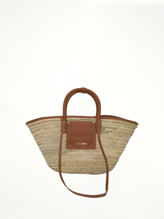 Image of Bags. Productname: JACQUEMUS Le Panier Soleil Straw & Leather Bag in BROWN colour by brand - JACQUEMUS
