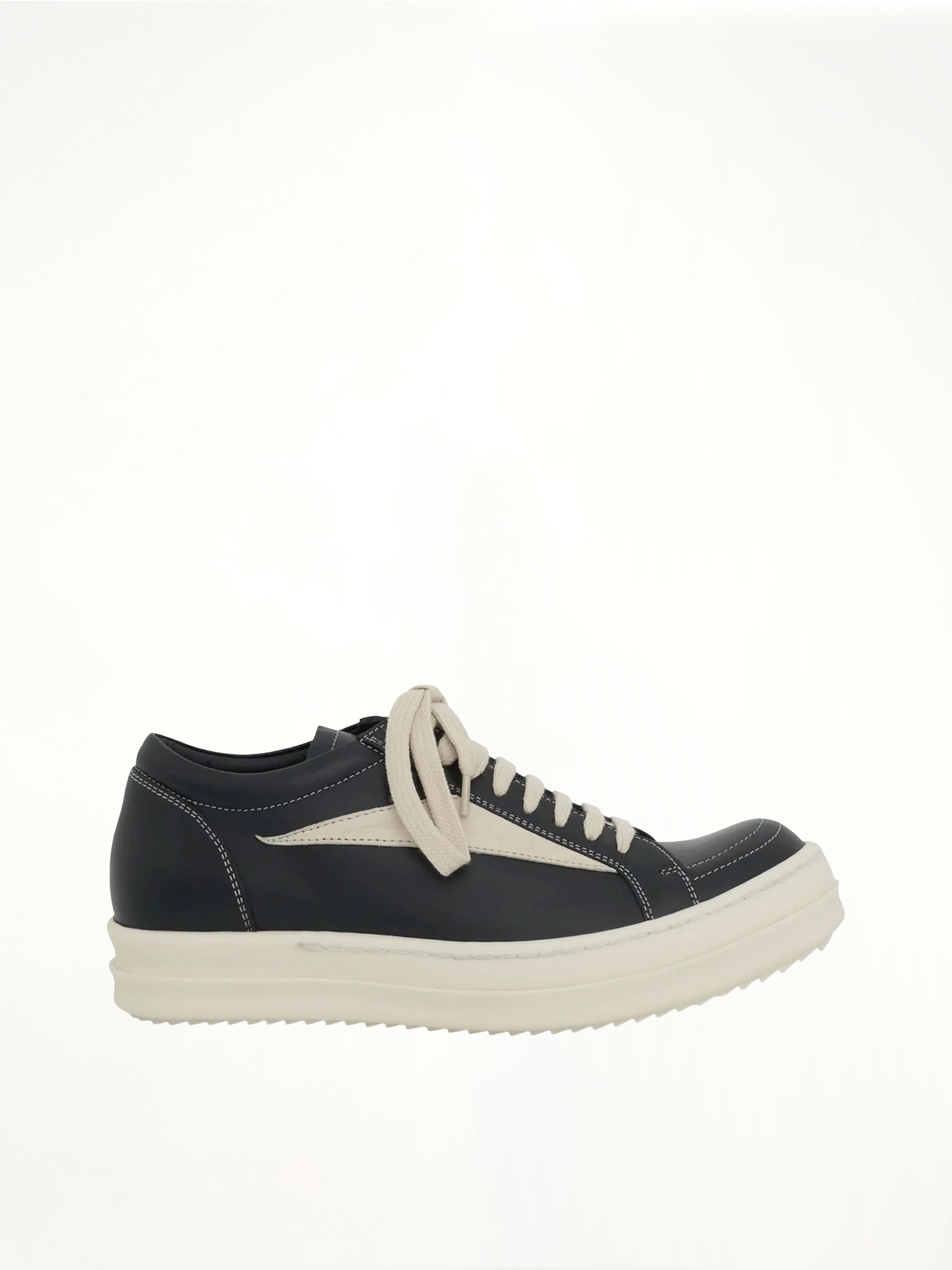 Image of Sneakers. Product name - Vintage Leather Sneaker in Black colour by brand - RICK OWENS