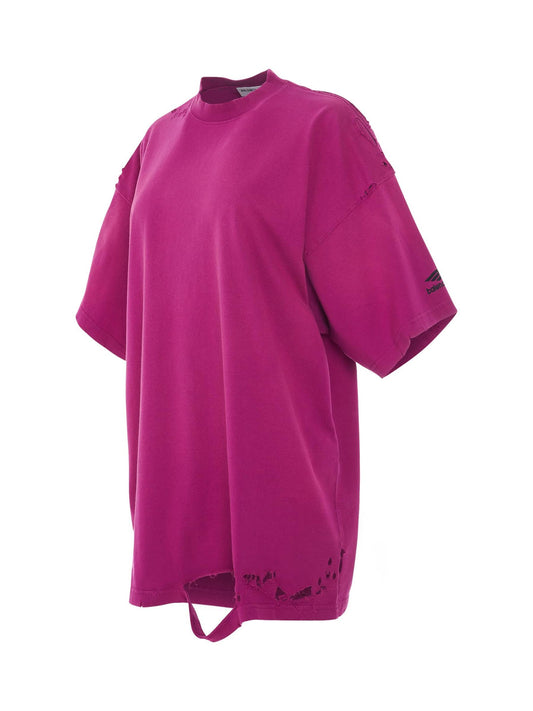 BALENCIAGA 3B Sports Icon Repaired Oversized T-Shirt (Pink)