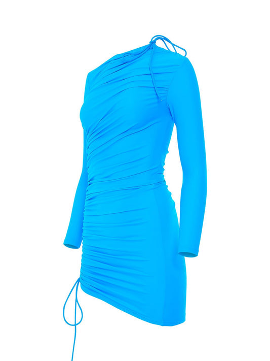 BALENCIAGA Mini Matte Spandex Dress (Cyan)