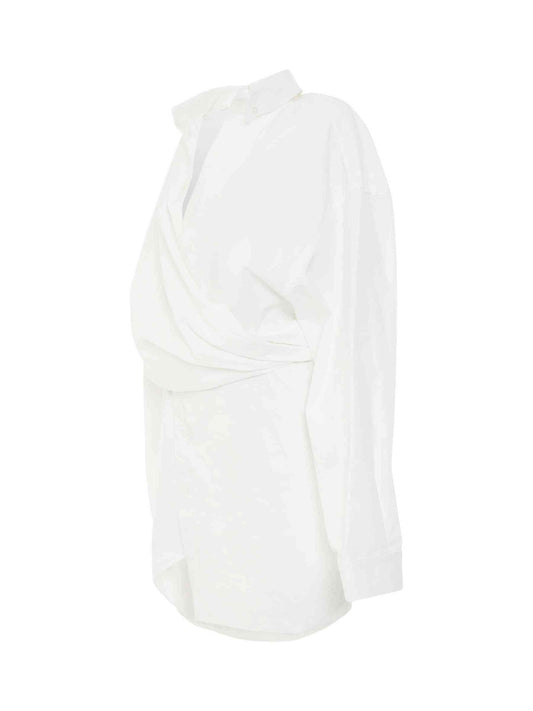 BALENCIAGA Poplin Wrap Dress (White)