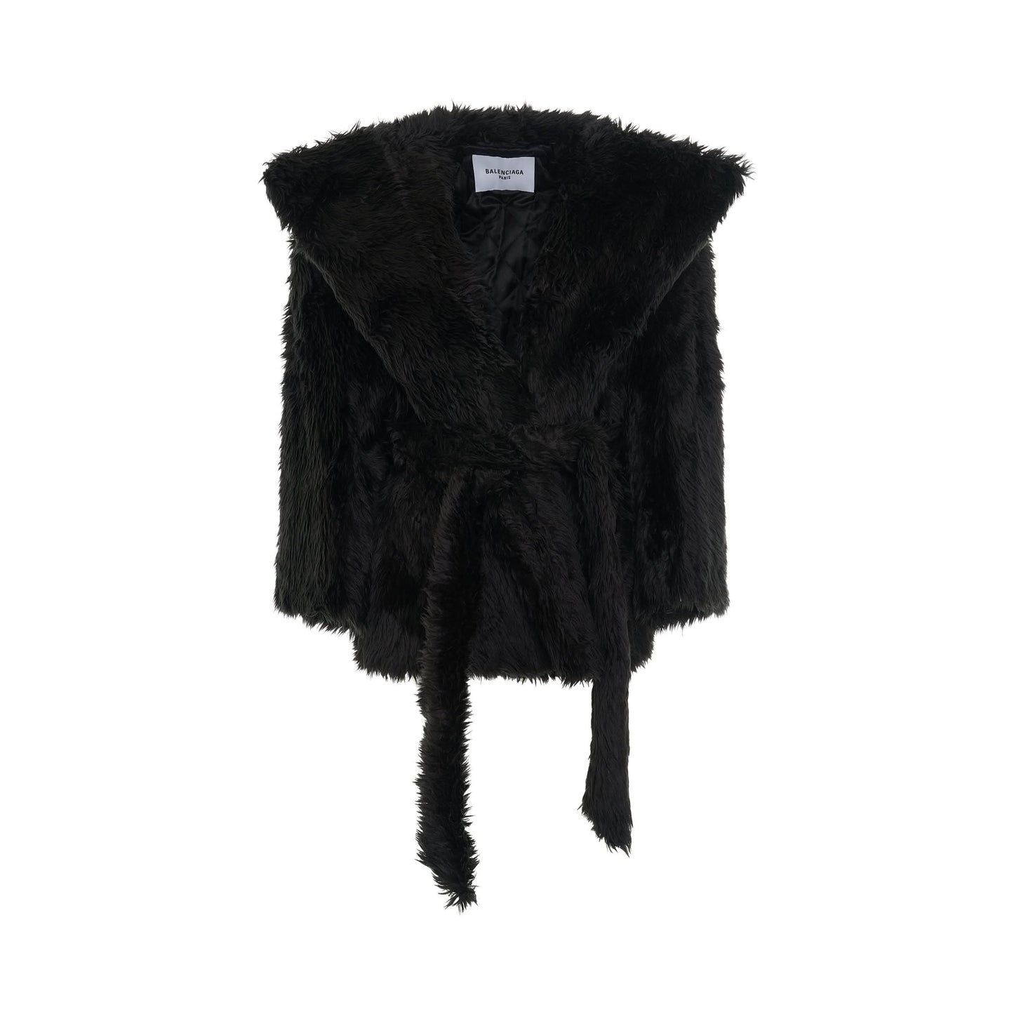 Image of a model wearing Outerwear. Productname: BALENCIAGA Teddy Sleeve Jacket in Black colour by brand - BALENCIAGA