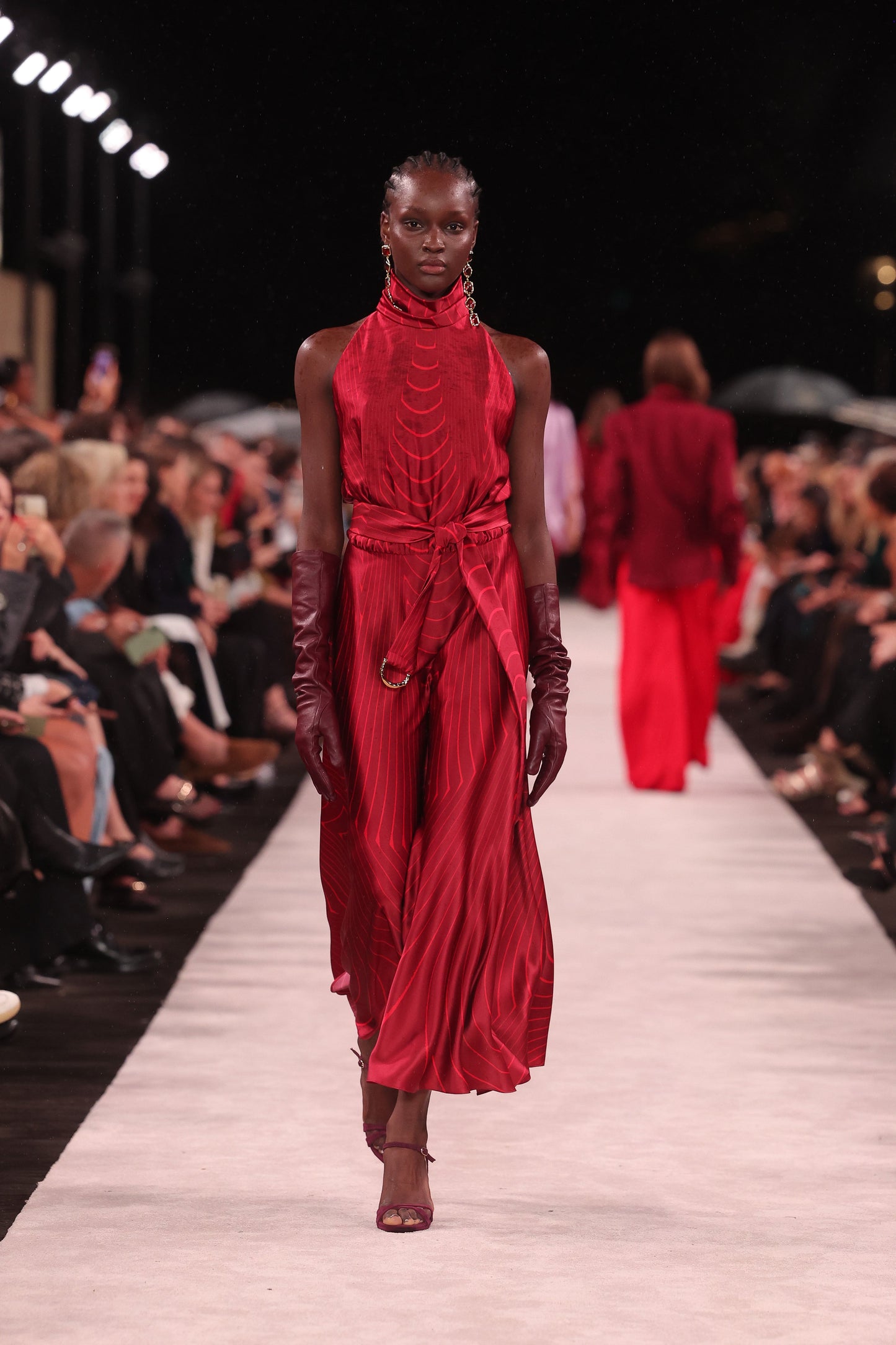 Image of Dresses. Product name - Undercurrent Silk Viscose Stretch Halter Dress in Red colour by brand - Carla Zampatti