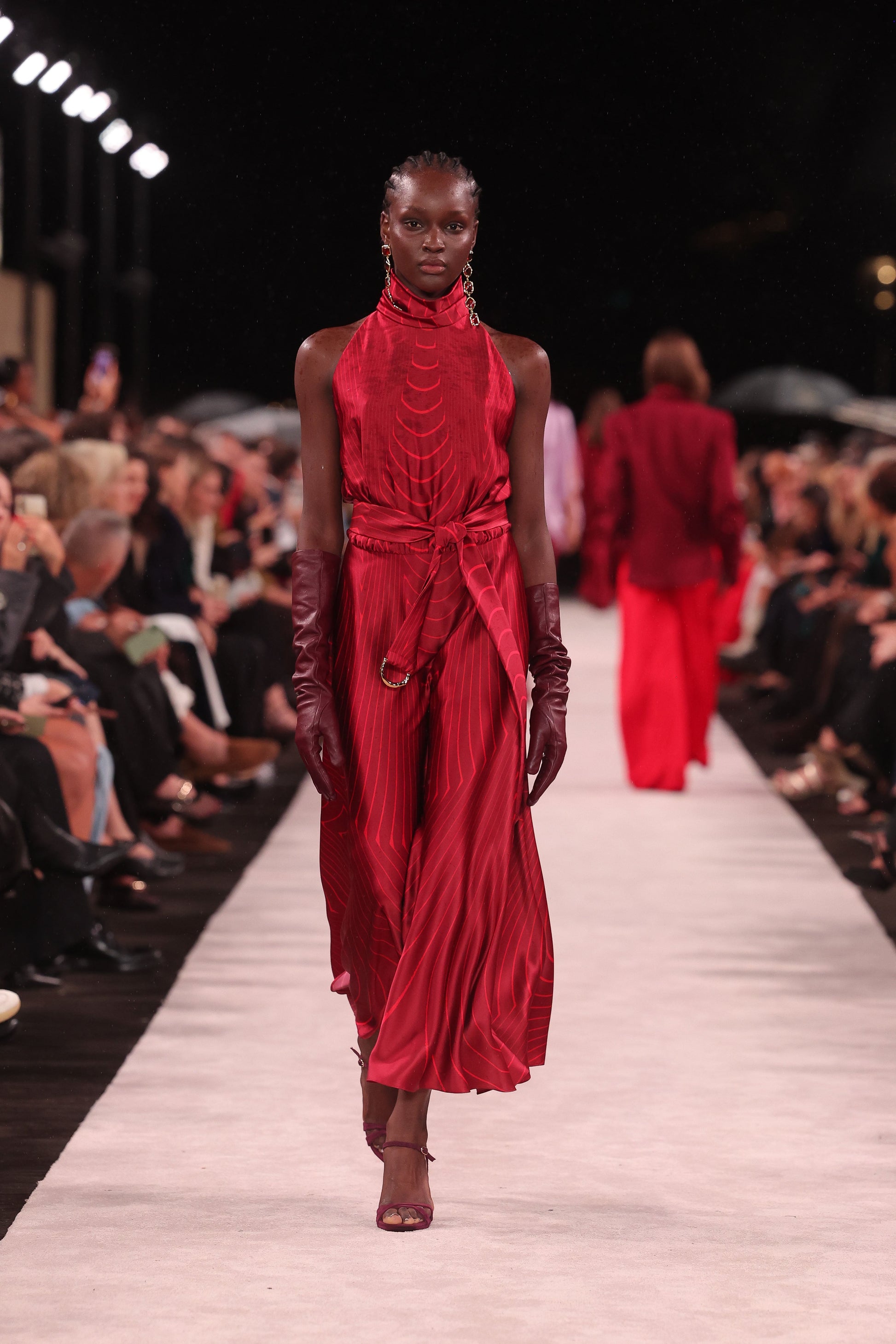 Image of Dresses. Product name - Undercurrent Silk Viscose Stretch Halter Dress in Red colour by brand - Carla Zampatti