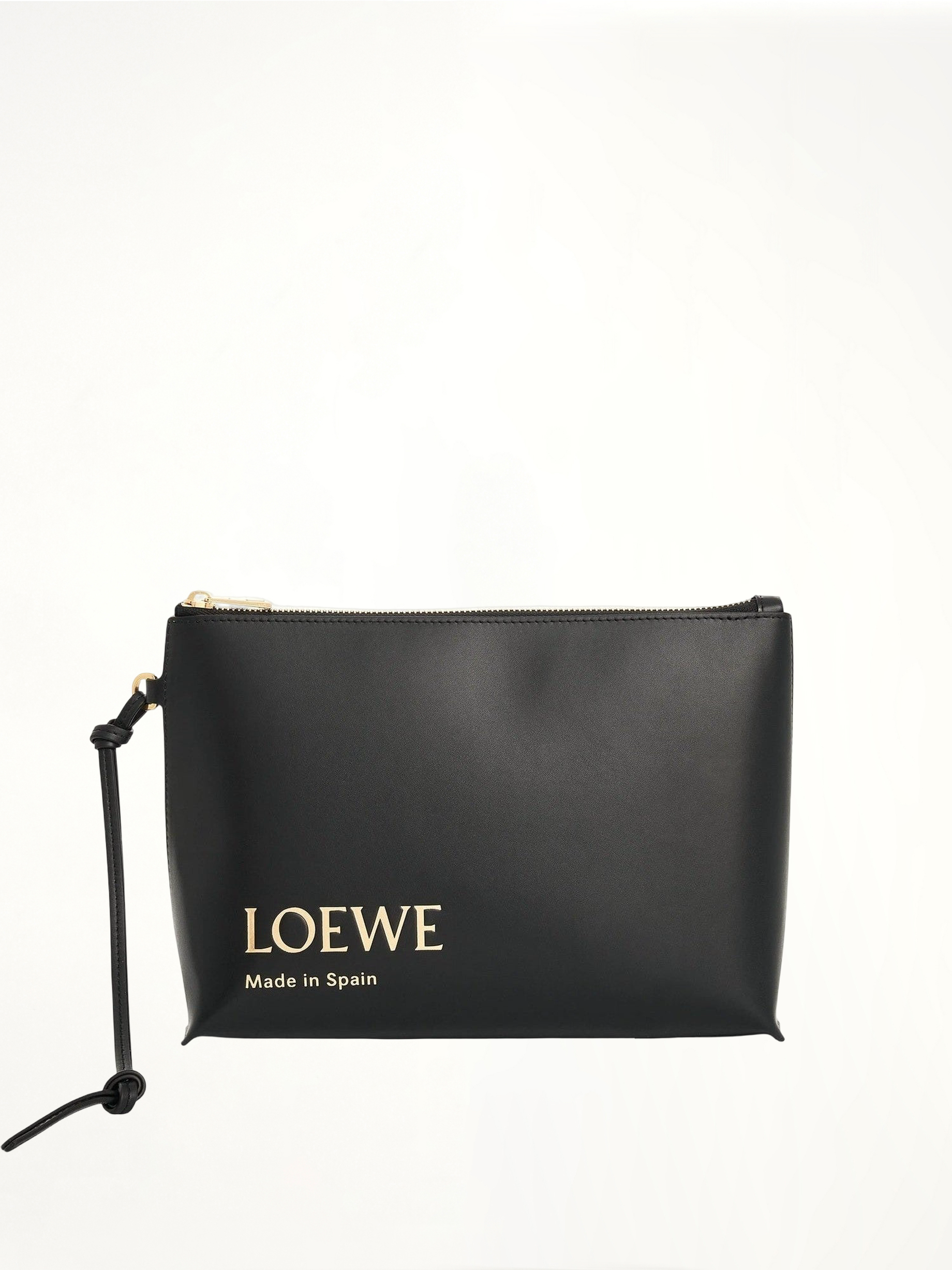 Image of Wallets & Money Clips. Product name - Loewe Embossed T-Pouch in Black colour by brand - LOEWE