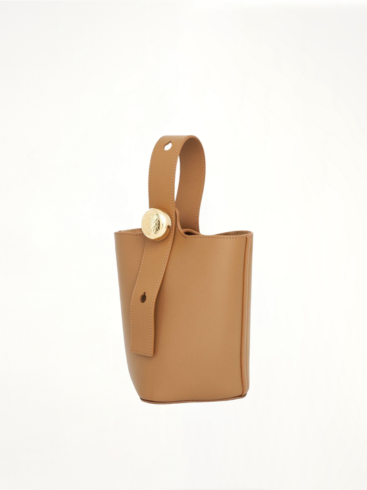 Image of Bags. Product name - Mini Pebble Bucket Bag in Brown colour by brand - LOEWE