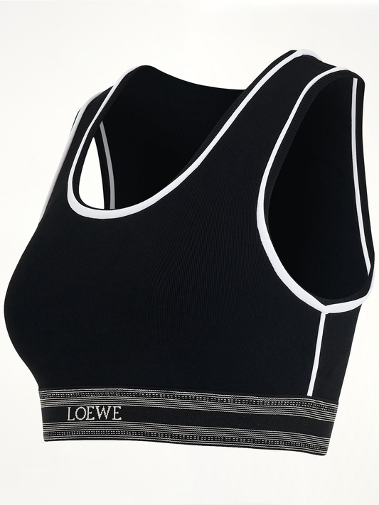 LOEWE Cropped Logo Tank Top (Black)