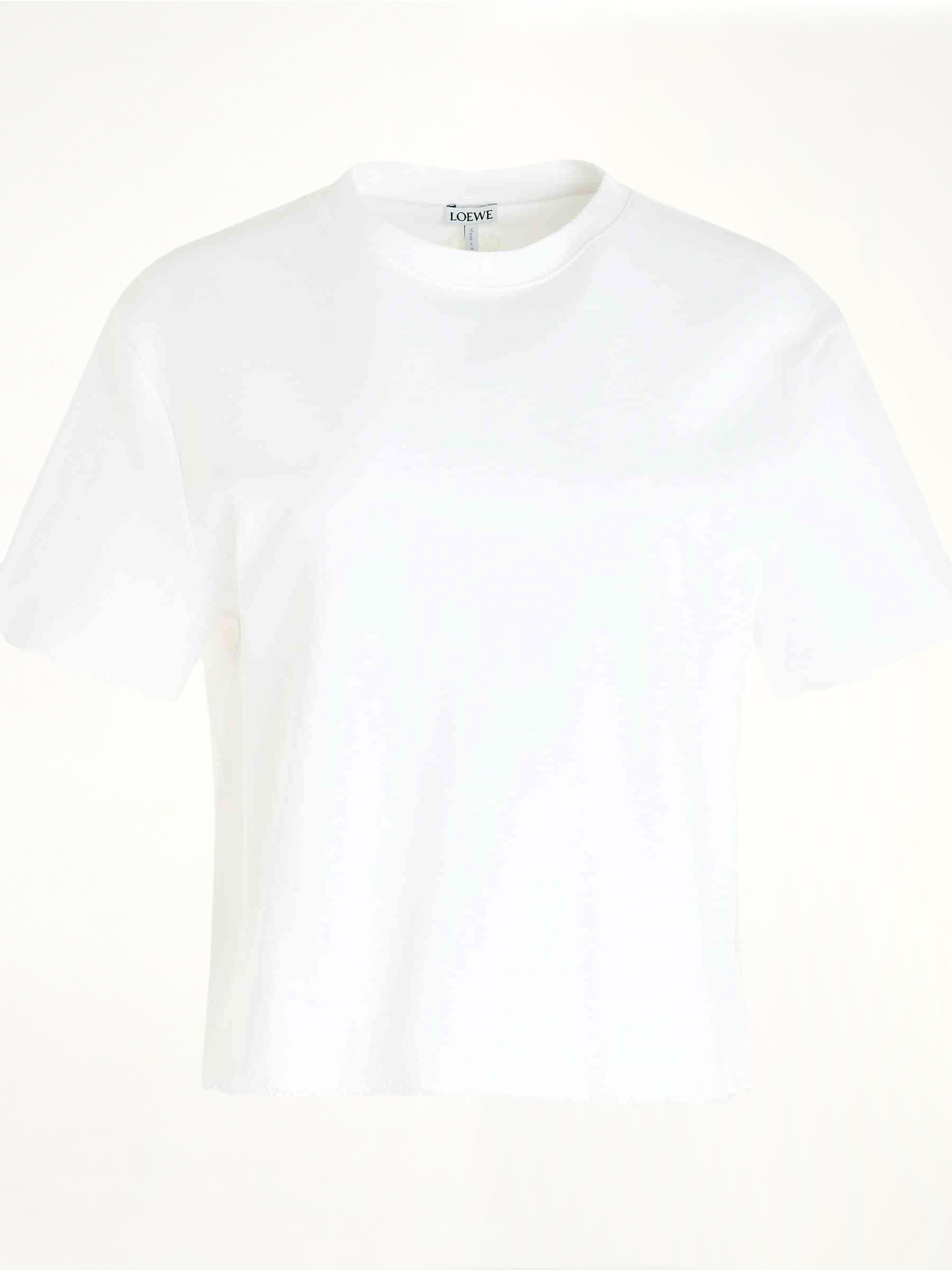 Image of a model wearing Tops. Productname: LOEWE Cotton/Polyamide T-Shirt in WHITE colour by brand - LOEWE