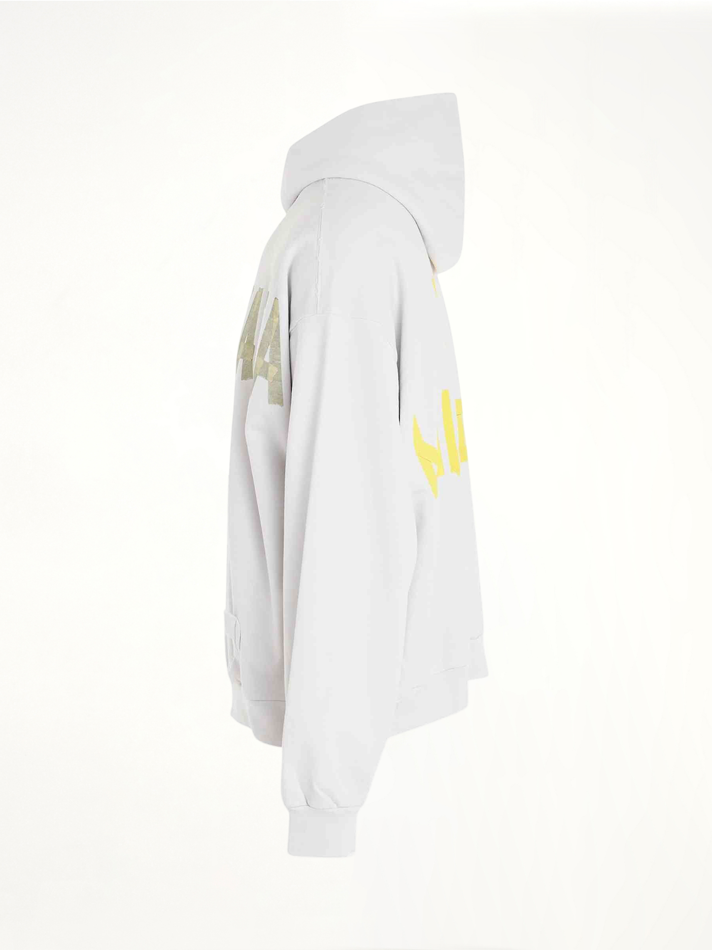 BALENCIAGA Tape Logo Ripped Pocket Hoodie (White)