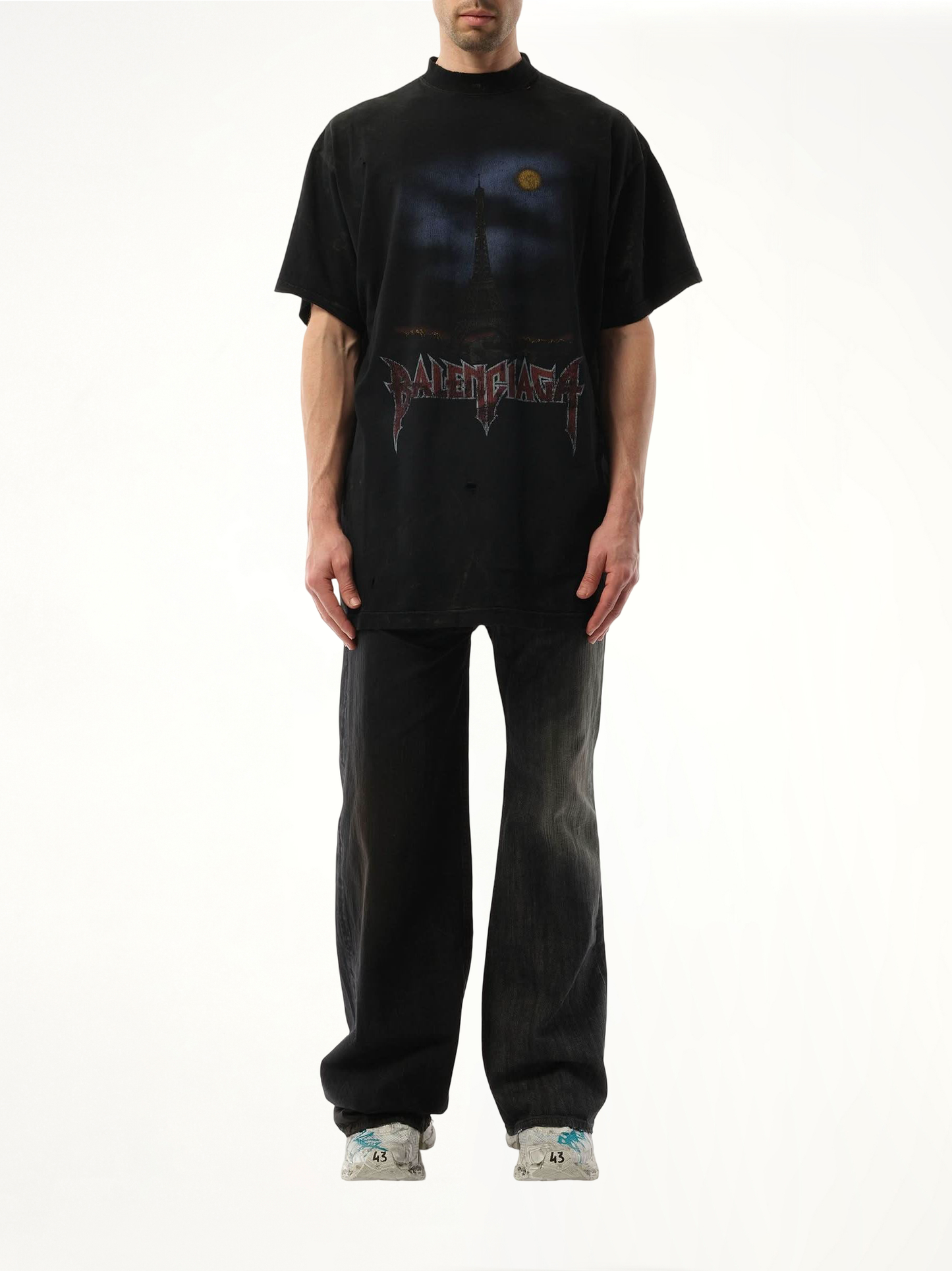 BALENCIAGA Paris Moon Oversized T-Shirt (Black)