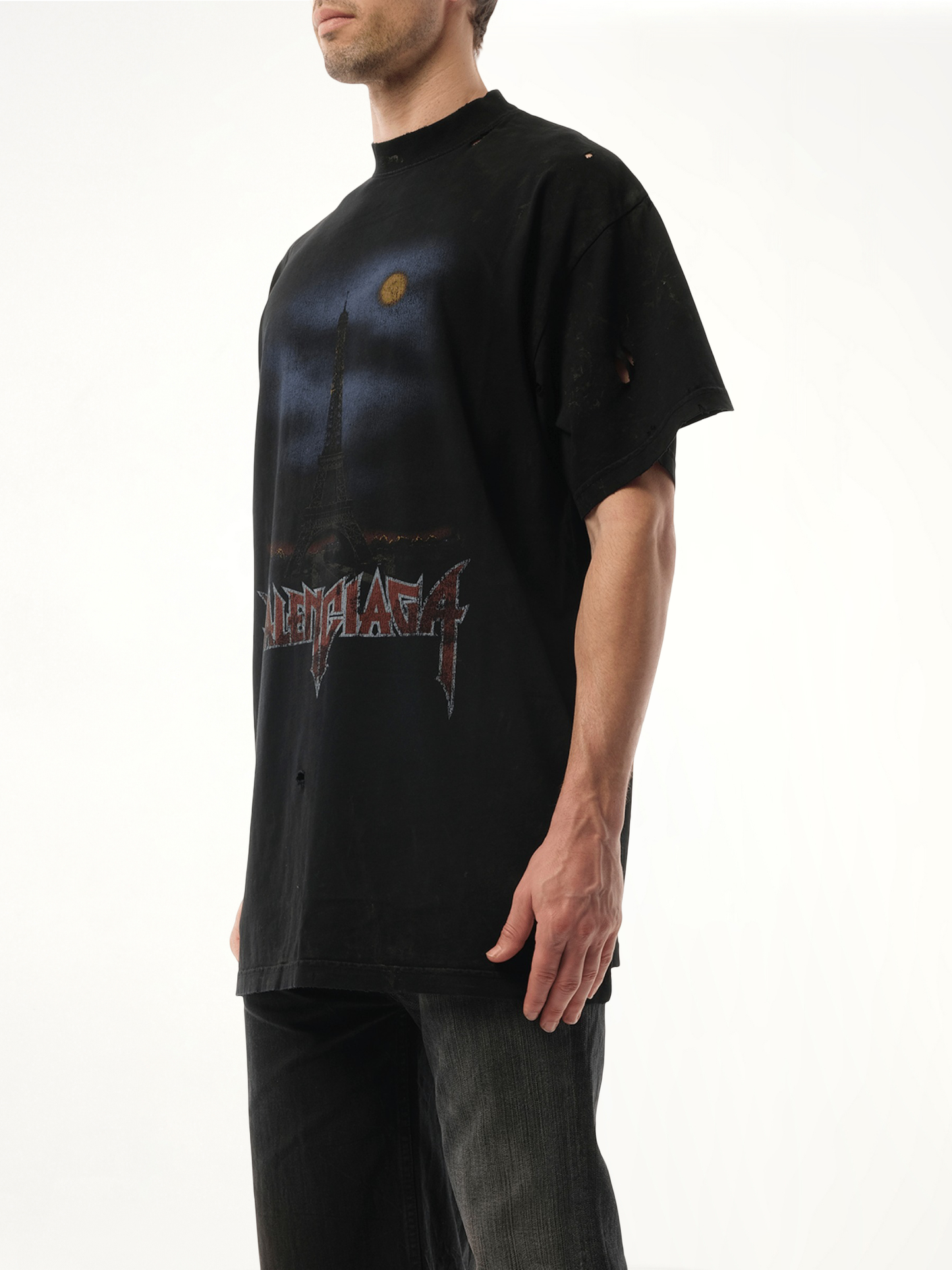 BALENCIAGA Paris Moon Oversized T-Shirt (Black)